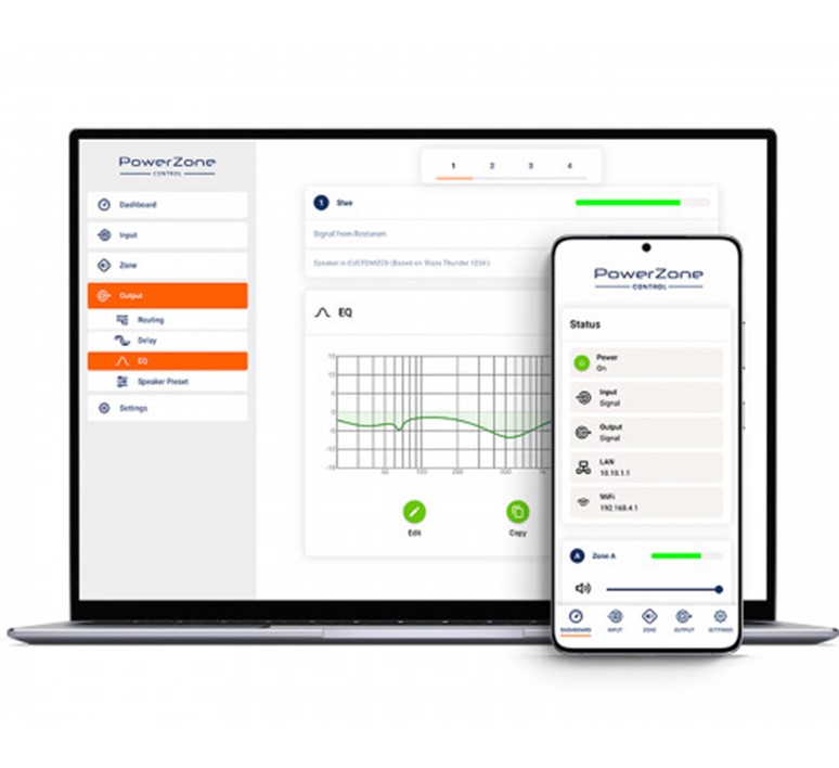 Blaze PowerZone Connect 254 EU 4x 60W 4 kanaals installatie DSP versterker 4-16 Ohm & 70V/100V - Afbeelding 7