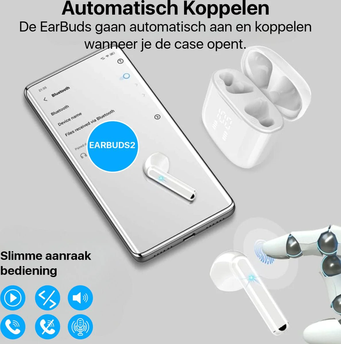 Draadloze Oordopjes - Geschikt voor iOS en Android - Bluetooth - EarBuds - Lange Batterijduur - Comfortabel Draagcomfort - Geweldige Geluidskwaliteit - Origineel Phreeze - Afbeelding 5