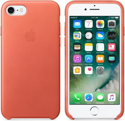 Apple Lederen Back Cover voor iPhone 7/8 oranje - Afbeelding 2