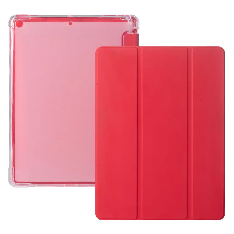 iPad Hoes 2017 / 2018 / Air / Air 2 - Clear Back Folio Cover met Apple Pencil Opbergvak - Magnetische iPad Case - Rood - Schokbestendige iPad Hoesje - Geschikt voor Apple iPad 5e / 6e en iPad Air 1e / 2e generaties