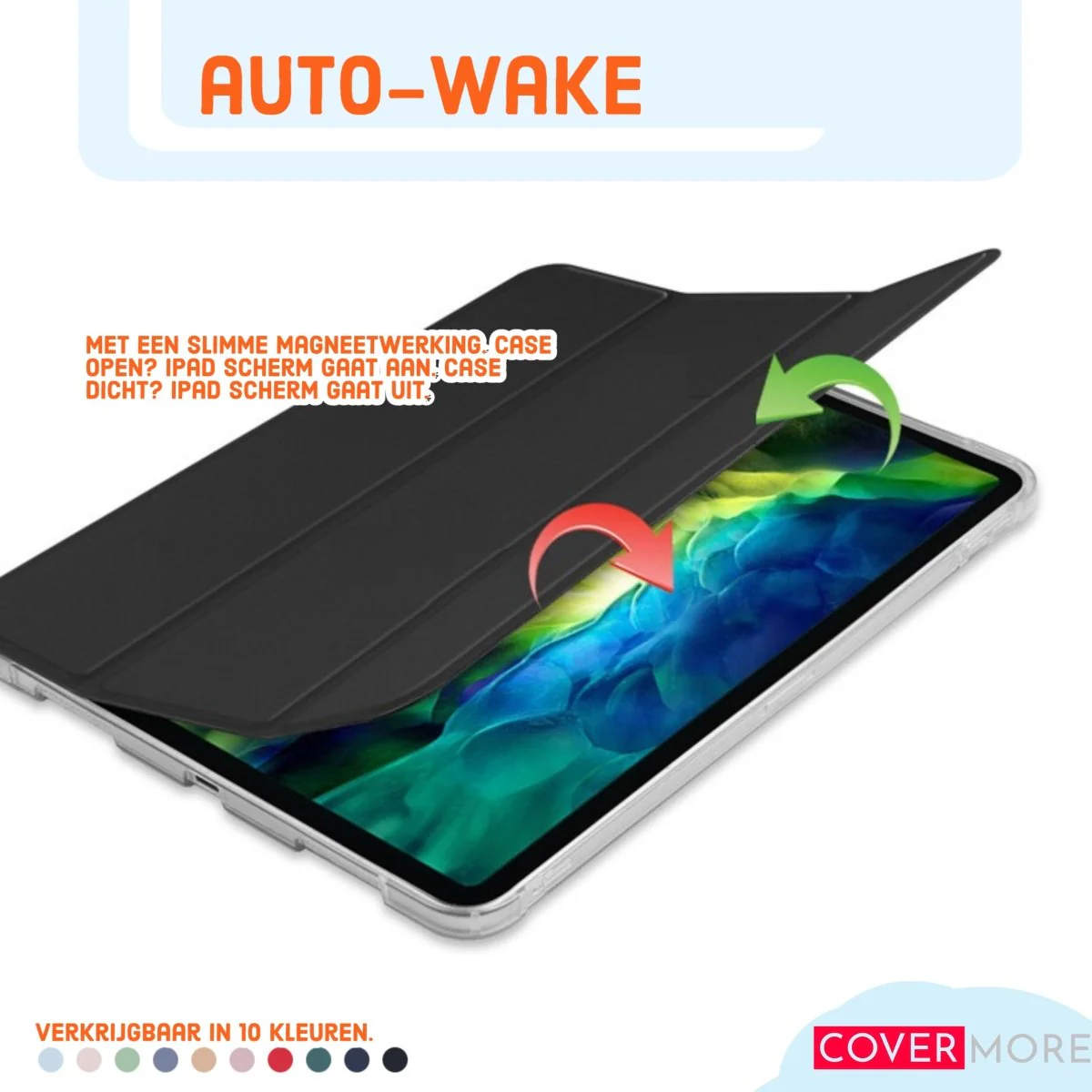 iPad Hoes 2017 / 2018 / Air / Air 2 - Clear Back Folio Cover met Apple Pencil Opbergvak - Magnetische iPad Case - Rood - Schokbestendige iPad Hoesje - Geschikt voor Apple iPad 5e / 6e en iPad Air 1e / 2e generaties - Afbeelding 9