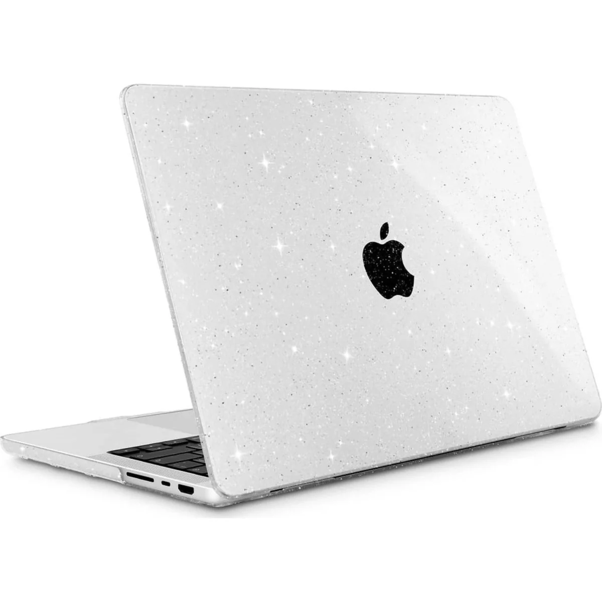 Macbook Pro 14 inch Case - Macbook Pro 14 inch Cover - Macbook Pro M1 (14-inch) A2442 Hardcover Hardcase - Transparant Glitter - Afbeelding 2
