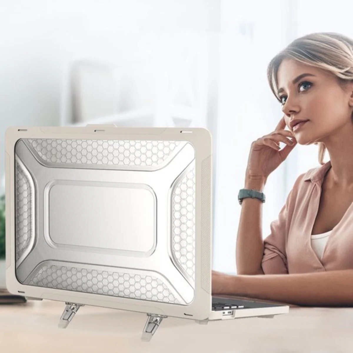 MacBook Pro Hardcover - 13 Inch Case - Hardcase Shock Proof Hoes A1706/A1708/A1989/A2251/A2289 - 2020/2021 Cover - Transparant Khaki - Afbeelding 7