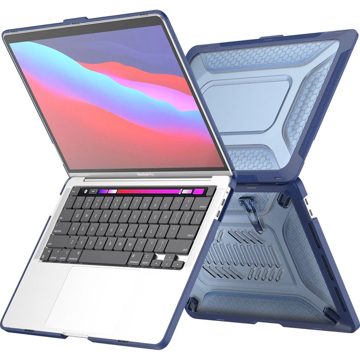 MacBook Pro Hardcover - 13 Inch Case - Hardcase Shock Proof Hoes A2338 2020/2021 (M1) Cover - Blauw Transparant - Afbeelding 7