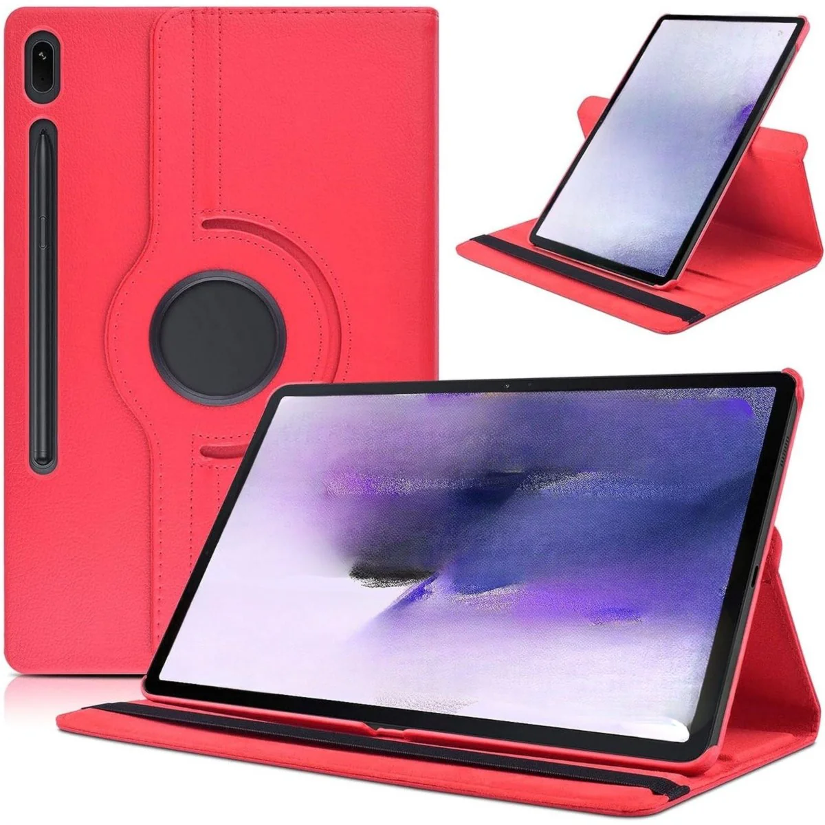 Samsung Galaxy Tab S9 Plus Hoesje - Draaibaar - 12.4 inch Case - Samsung Tab S9 Hoes Hardcover Bookcase Met Uitsparing S Pen - Rood - Afbeelding 2