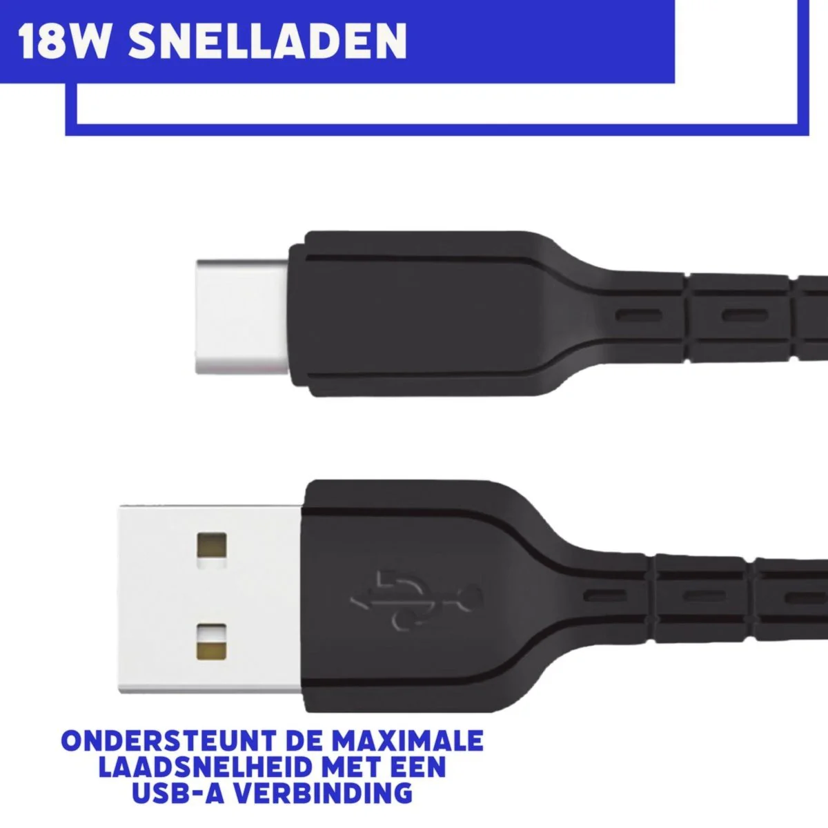 USB-C Stekker Oplader Kabel 2 Meter voor Samsung met Quick Charge - Extra Verstevigd - Zwart - Afbeelding 3