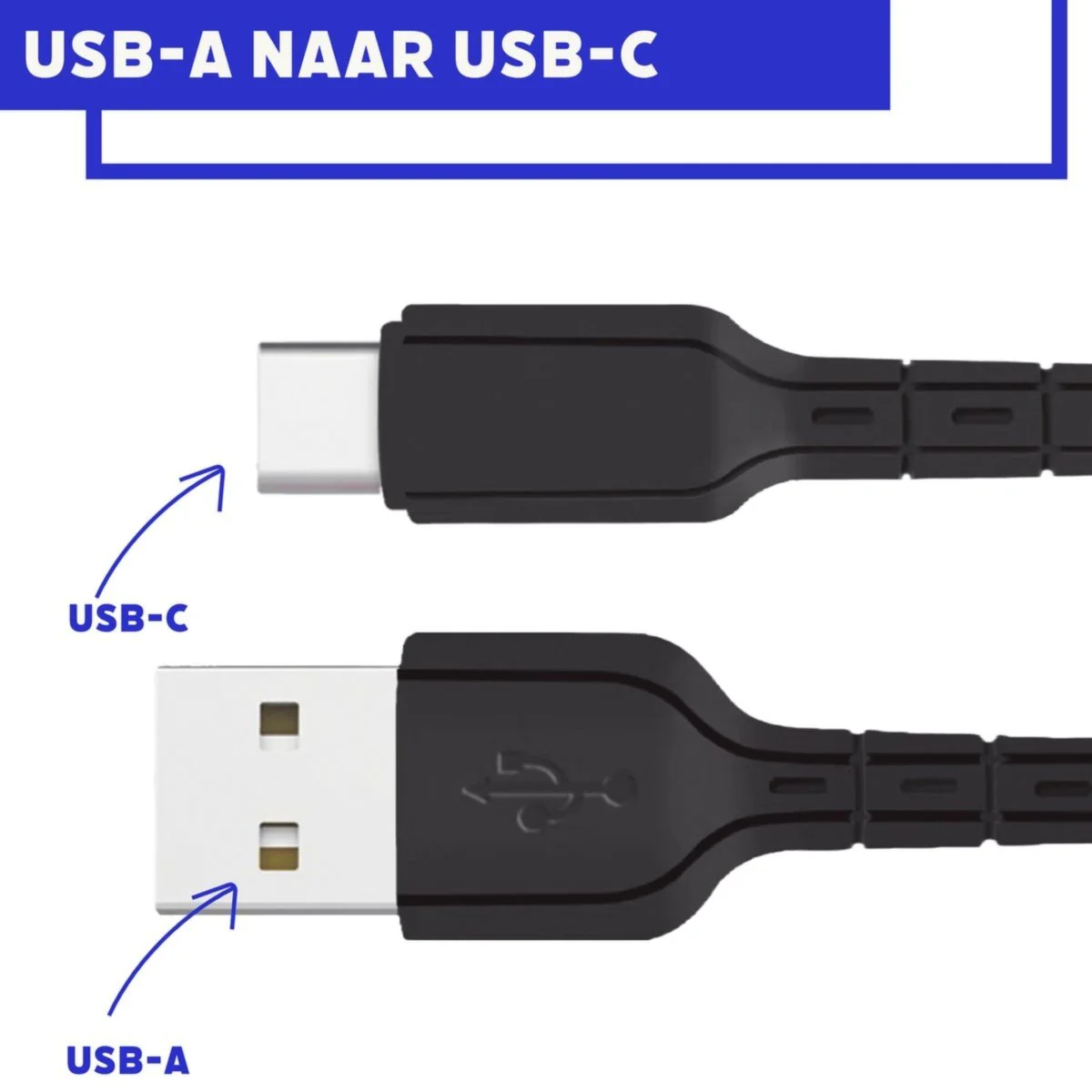 USB-C Stekker Oplader Kabel 2 Meter voor Samsung met Quick Charge - Extra Verstevigd - Zwart - Afbeelding 4