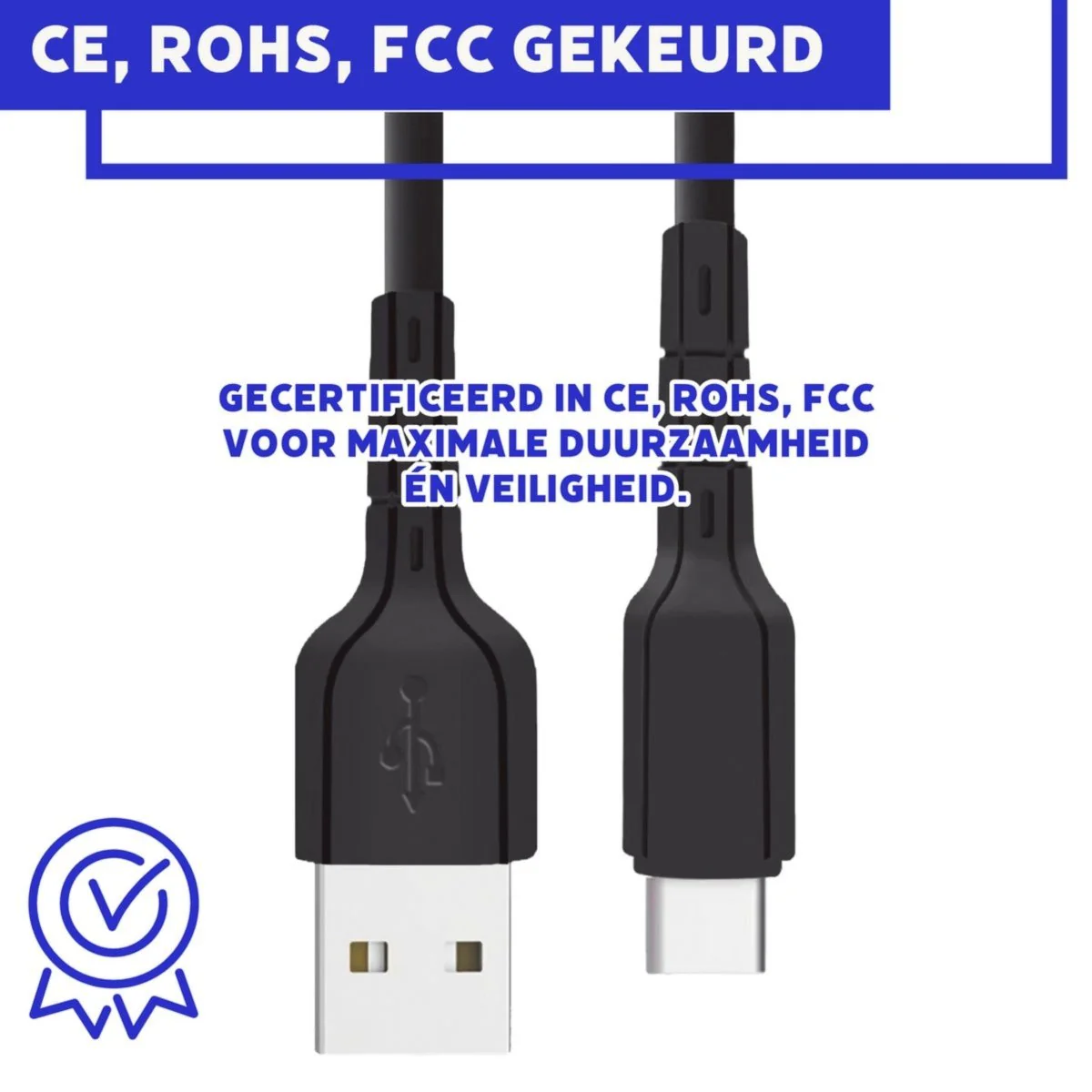 USB-C Stekker Oplader Kabel 2 Meter voor Samsung met Quick Charge - Extra Verstevigd - Zwart - Afbeelding 7